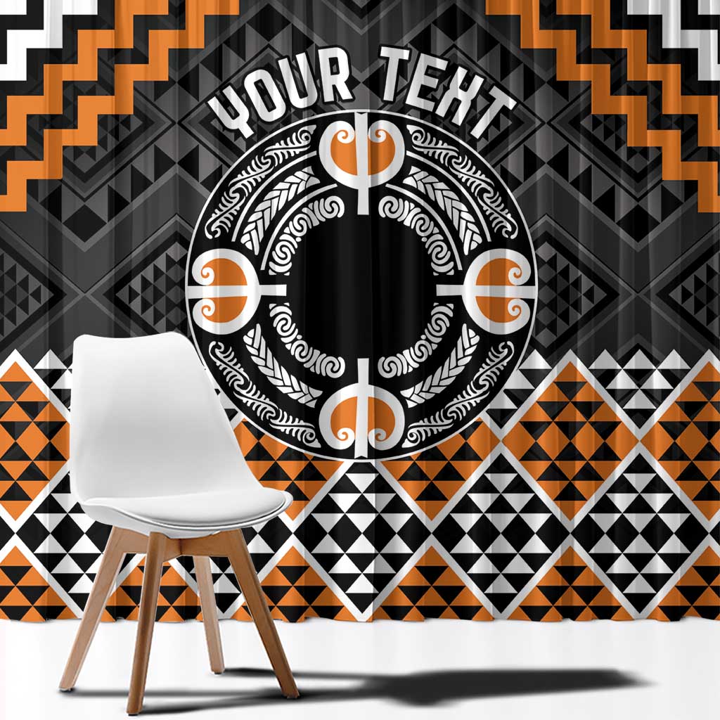 Personalised Aotearoa Niho Taniwha Motif Window Curtain Gold Style LT9 - Polynesian Pride