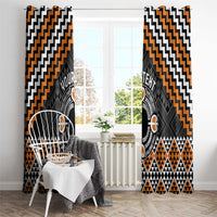 Personalised Aotearoa Niho Taniwha Motif Window Curtain Gold Style LT9 - Polynesian Pride