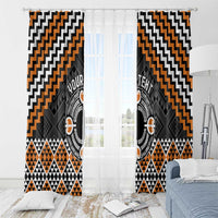 Personalised Aotearoa Niho Taniwha Motif Window Curtain Gold Style LT9 - Polynesian Pride