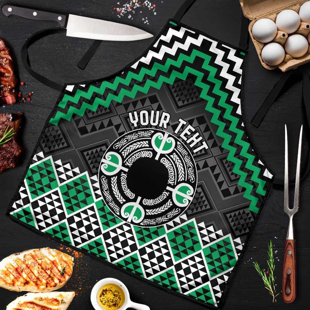 Personalised Aotearoa Niho Taniwha Motif Apron Green Style - Polynesian Pride