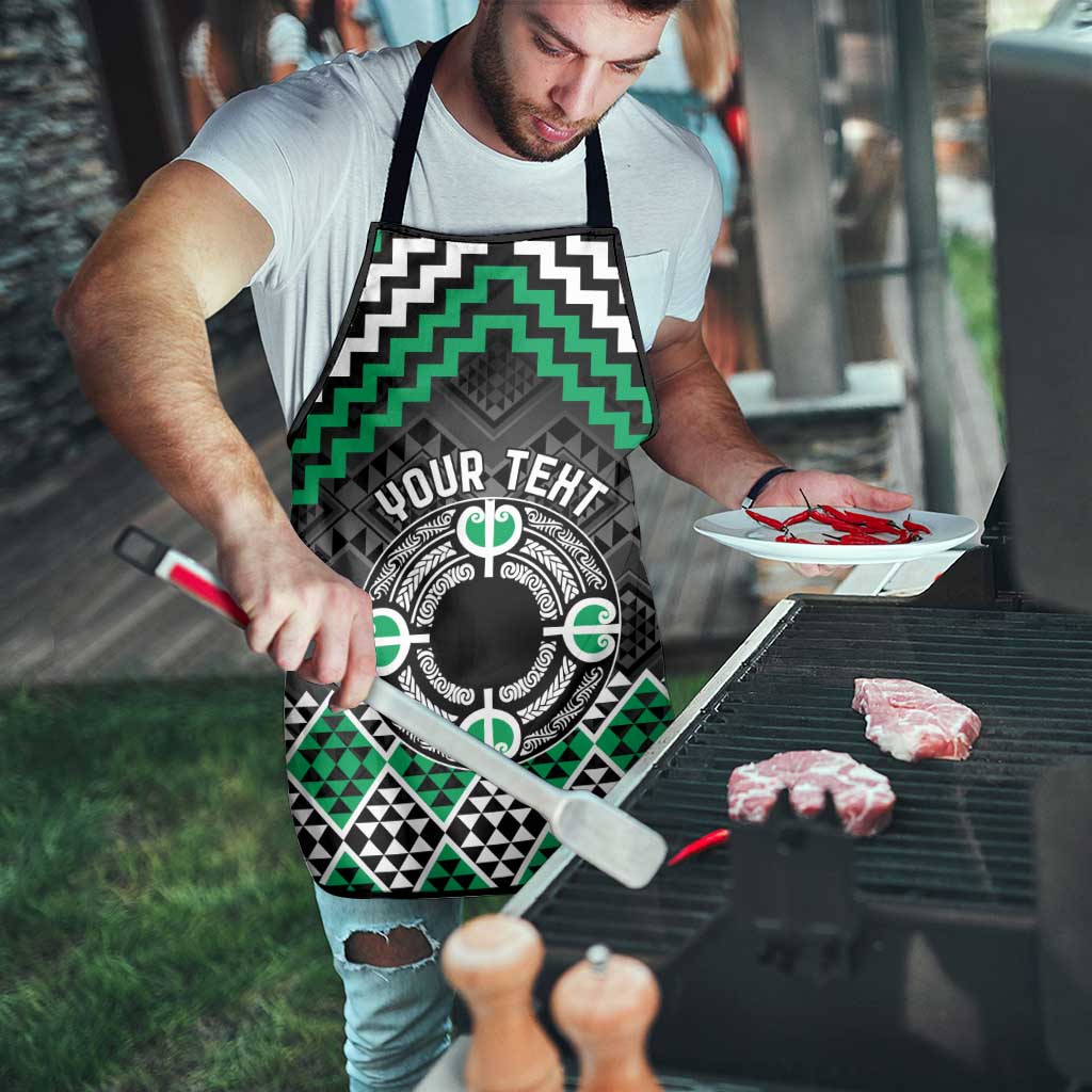 Personalised Aotearoa Niho Taniwha Motif Apron Green Style - Polynesian Pride