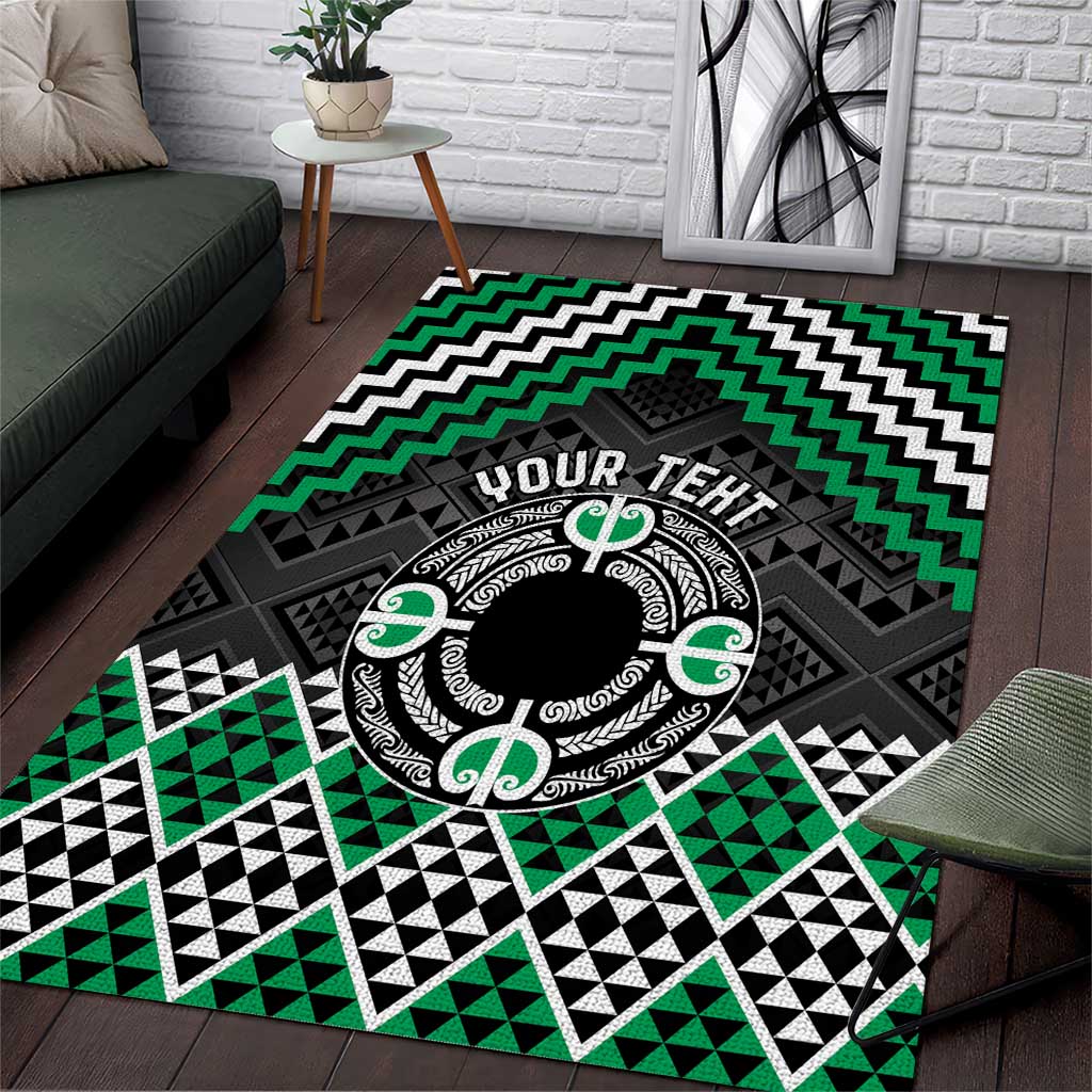 Personalised Aotearoa Niho Taniwha Motif Area Rug Green Style