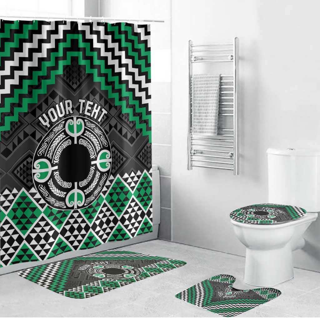 Personalised Aotearoa Niho Taniwha Motif Bathroom Set Green Style - Polynesian Pride