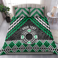 Personalised Aotearoa Niho Taniwha Motif Bedding Set Green Style