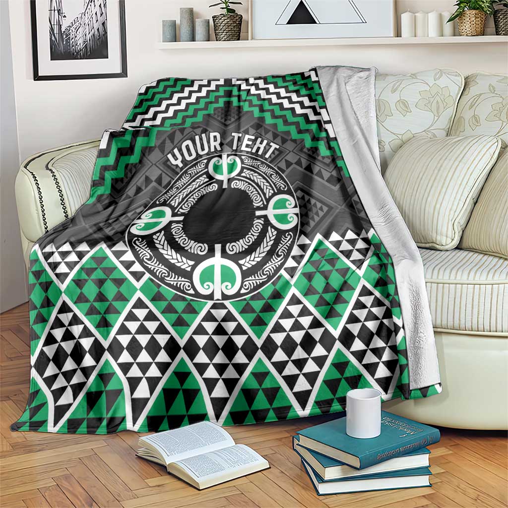 Personalised Aotearoa Niho Taniwha Motif Blanket Green Style LT9 Green - Polynesian Pride