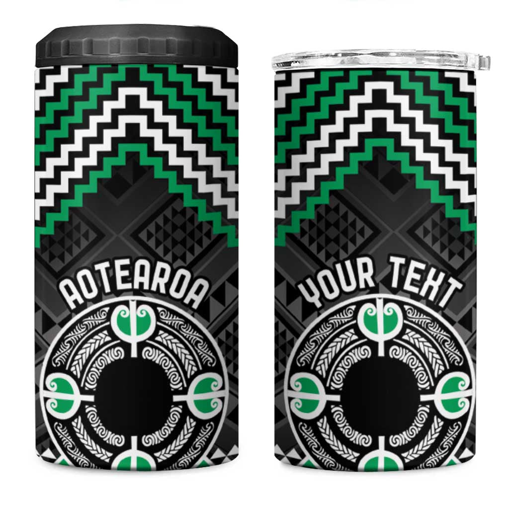Personalised Aotearoa Niho Taniwha Motif 4 in 1 Can Cooler Tumbler Green Style LT9 One Size: 16 oz Green - Polynesian Pride