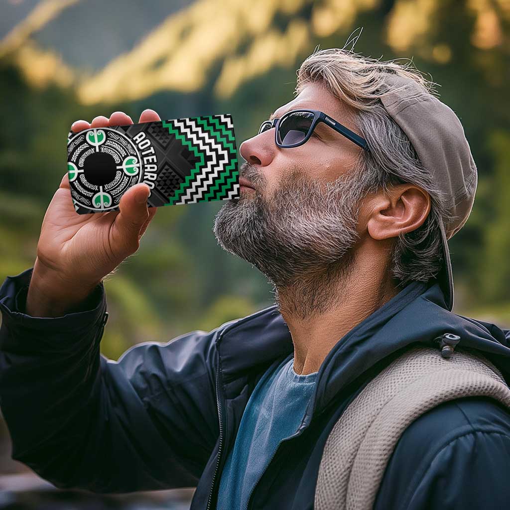 Personalised Aotearoa Niho Taniwha Motif 4 in 1 Can Cooler Tumbler Green Style LT9 - Polynesian Pride