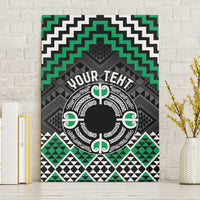 Personalised Aotearoa Niho Taniwha Motif Canvas Wall Art Green Style LT9 Without Frame Green - Polynesian Pride