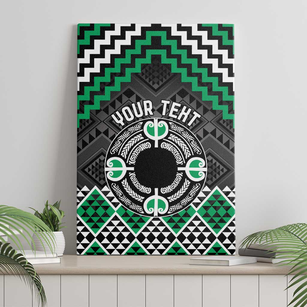 Personalised Aotearoa Niho Taniwha Motif Canvas Wall Art Green Style LT9 - Polynesian Pride