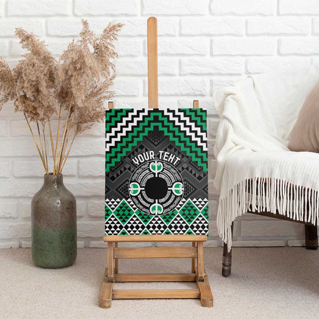 Personalised Aotearoa Niho Taniwha Motif Canvas Wall Art Green Style LT9 - Polynesian Pride