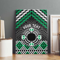 Personalised Aotearoa Niho Taniwha Motif Canvas Wall Art Green Style LT9 - Polynesian Pride