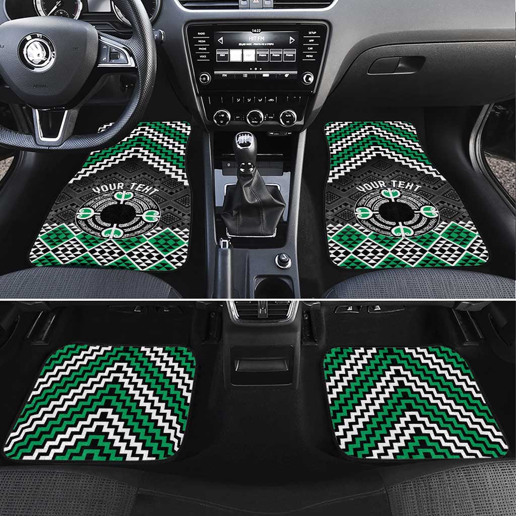 Personalised Aotearoa Niho Taniwha Motif Car Mats Green Style LT9 Set 4pcs Green - Polynesian Pride