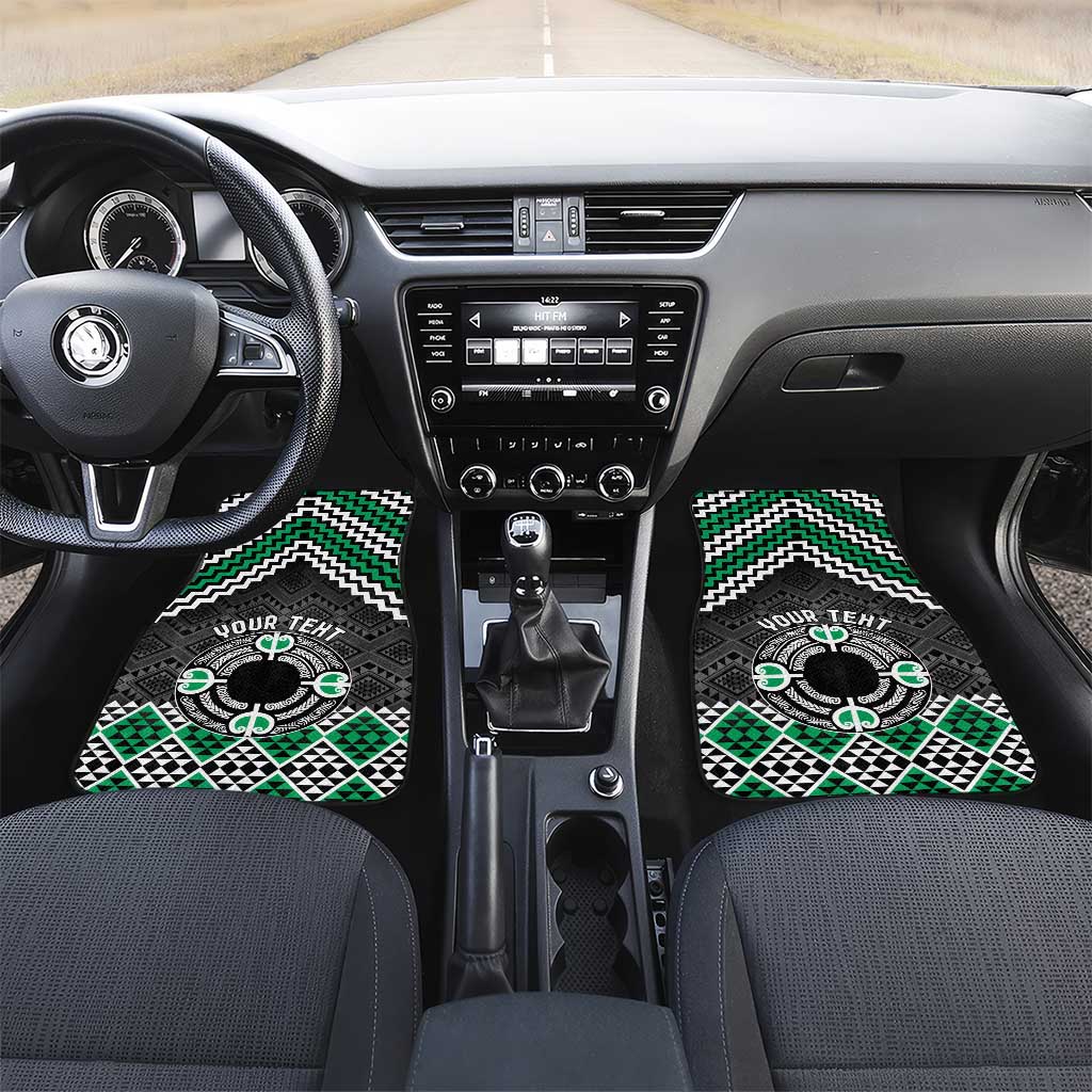 Personalised Aotearoa Niho Taniwha Motif Car Mats Green Style LT9 Set 2pcs - Front Green - Polynesian Pride