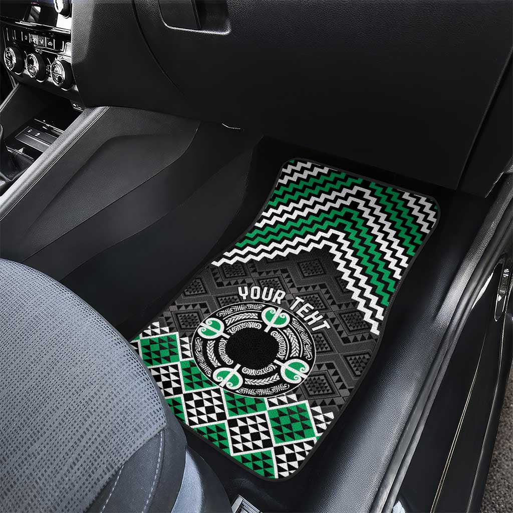 Personalised Aotearoa Niho Taniwha Motif Car Mats Green Style LT9 - Polynesian Pride