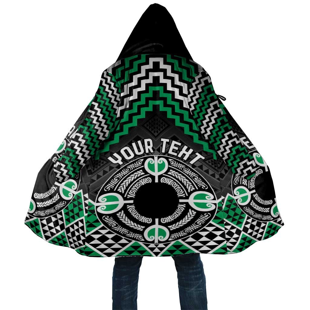 Personalised Aotearoa Niho Taniwha Motif Cloak Green Style - Polynesian Pride
