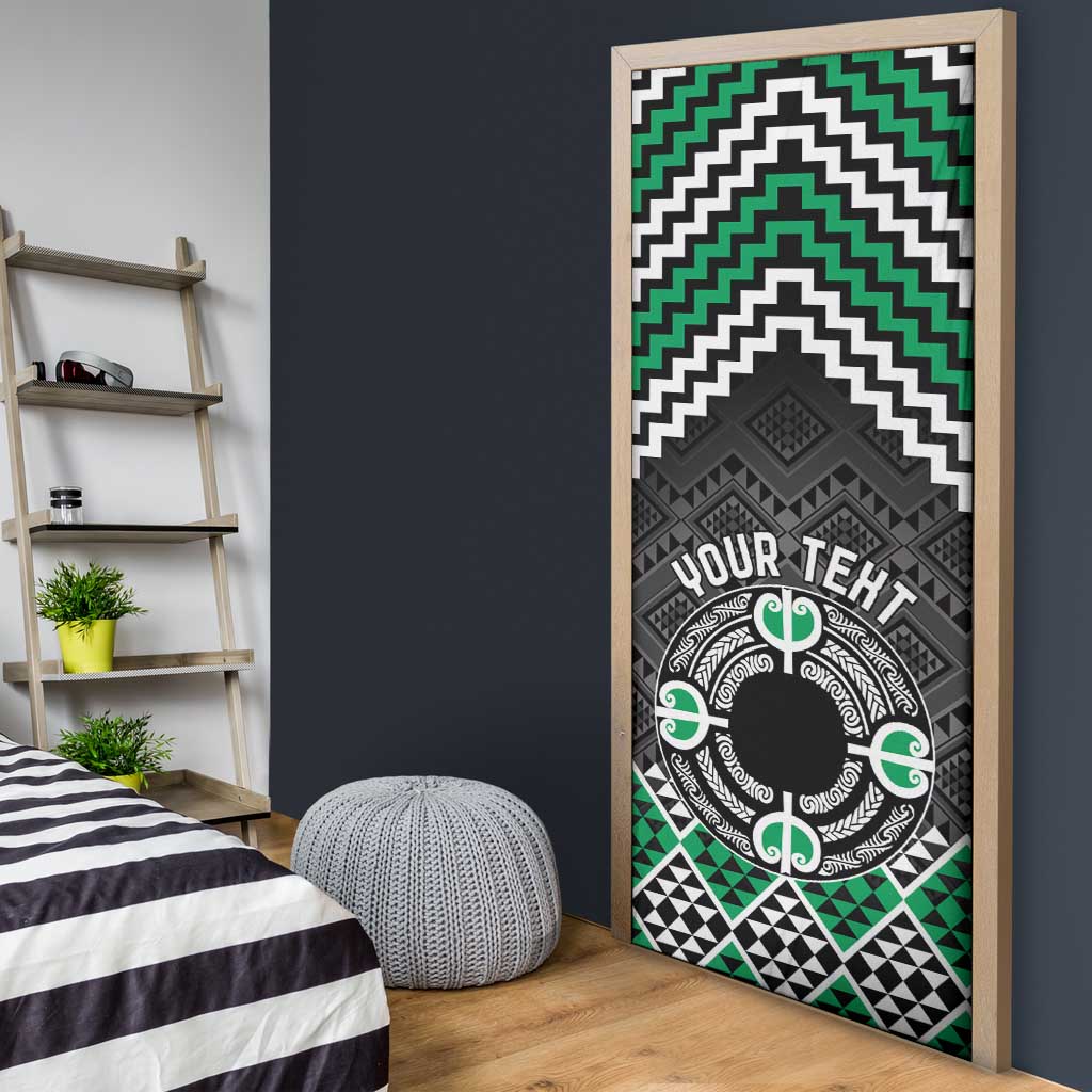 Personalised Aotearoa Niho Taniwha Motif Door Cover Green Style - Polynesian Pride