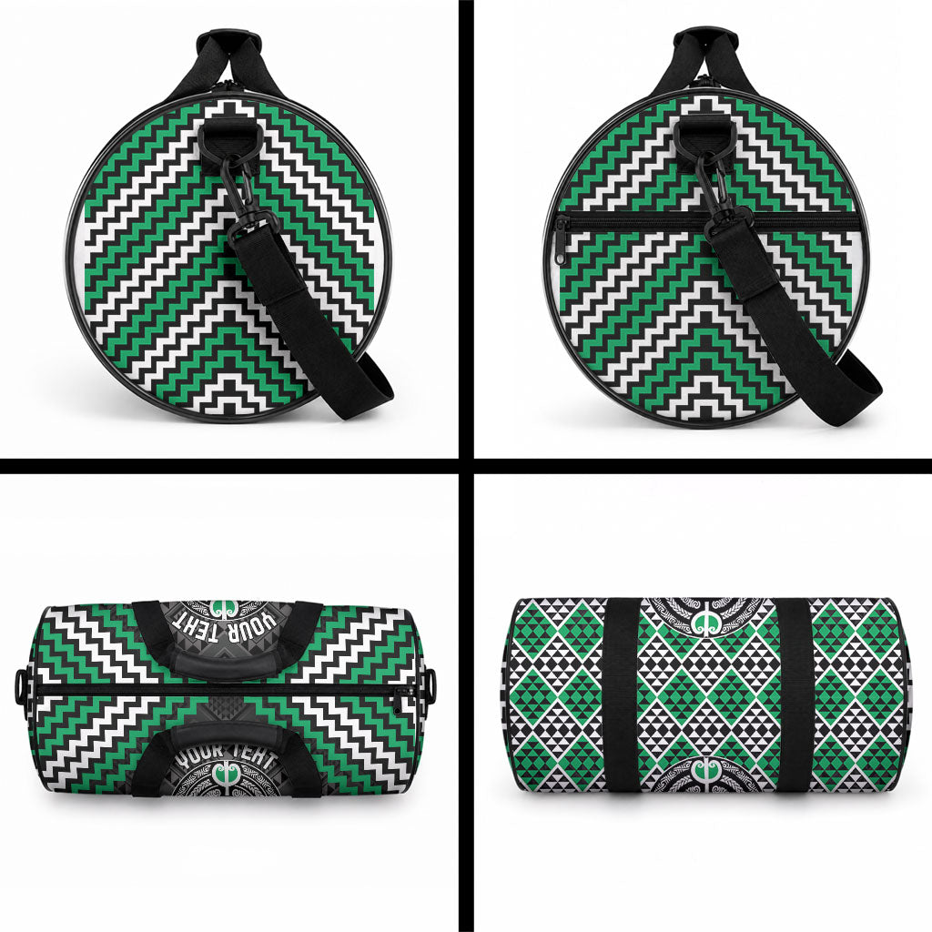 Personalised Aotearoa Niho Taniwha Motif Duffle Bag Green Style LT9 - Polynesian Pride