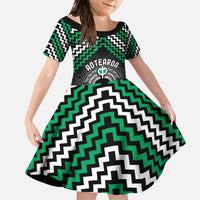 Personalised Aotearoa Niho Taniwha Motif Family Matching Mermaid Dress and Hawaiian Shirt Green Style
