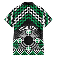 Personalised Aotearoa Niho Taniwha Motif Family Matching Puletasi and Hawaiian Shirt Green Style