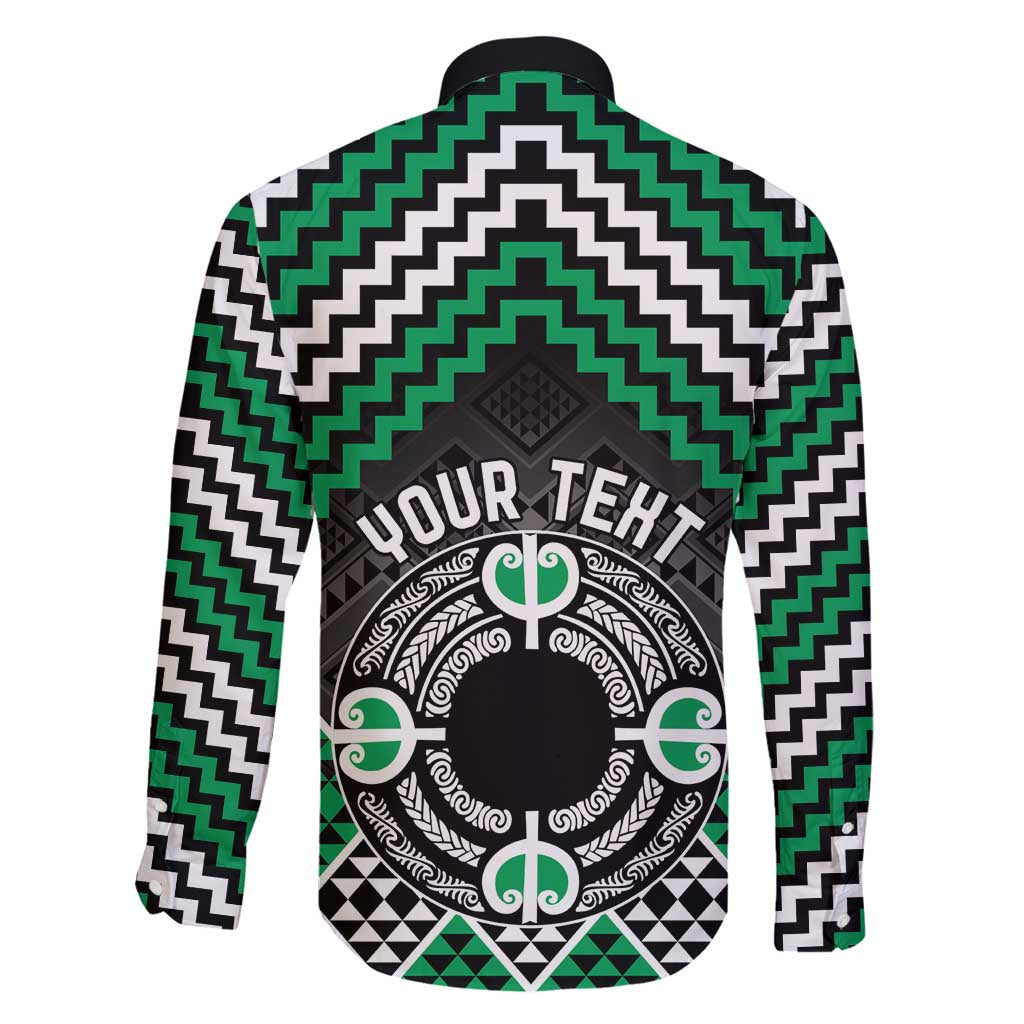 Personalised Aotearoa Niho Taniwha Motif Family Matching Tank Maxi Dress and Hawaiian Shirt Green Style