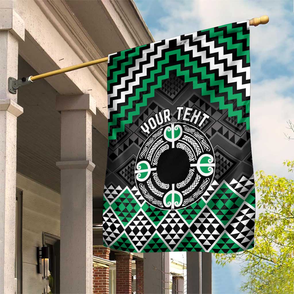 Personalised Aotearoa Niho Taniwha Motif Garden Flag Green Style