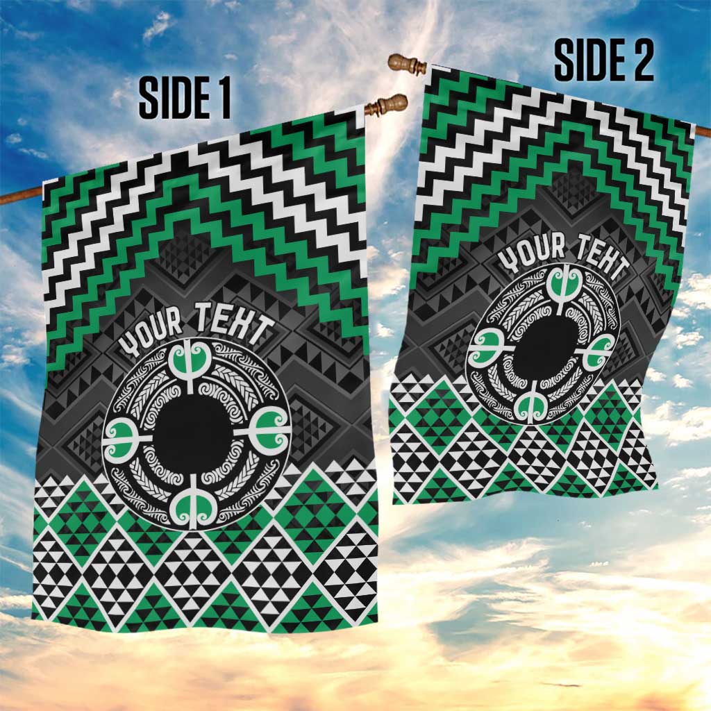 Personalised Aotearoa Niho Taniwha Motif Garden Flag Green Style LT9 - Polynesian Pride