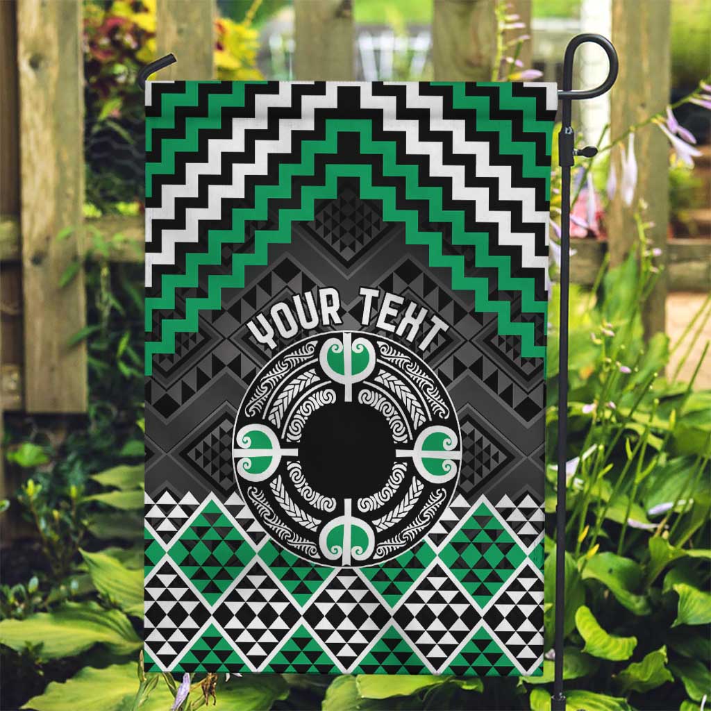 Personalised Aotearoa Niho Taniwha Motif Garden Flag Green Style LT9 Garden Flag Green - Polynesian Pride