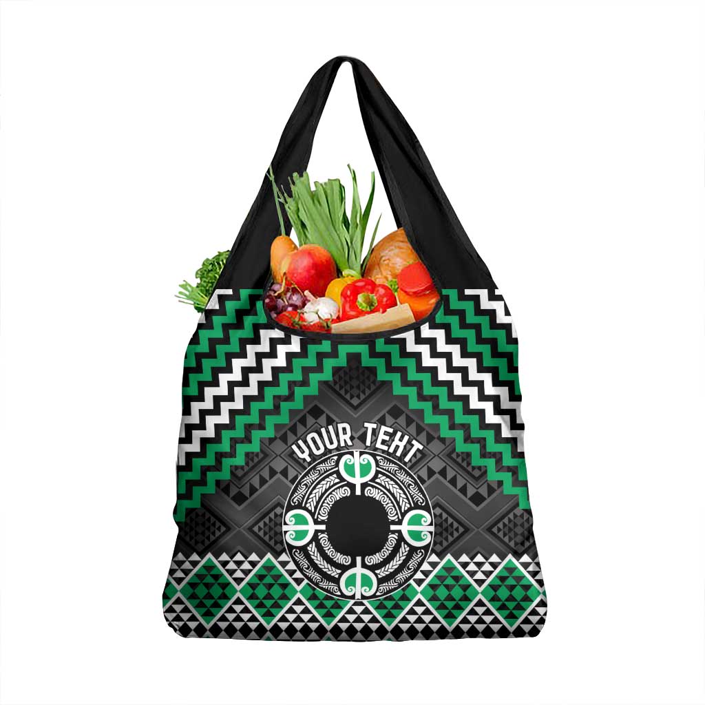 Personalised Aotearoa Niho Taniwha Motif Grocery Bag Green Style LT9 1-pack One Size Green - Polynesian Pride