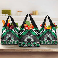 Personalised Aotearoa Niho Taniwha Motif Grocery Bag Green Style LT9 3-pack One Size Green - Polynesian Pride