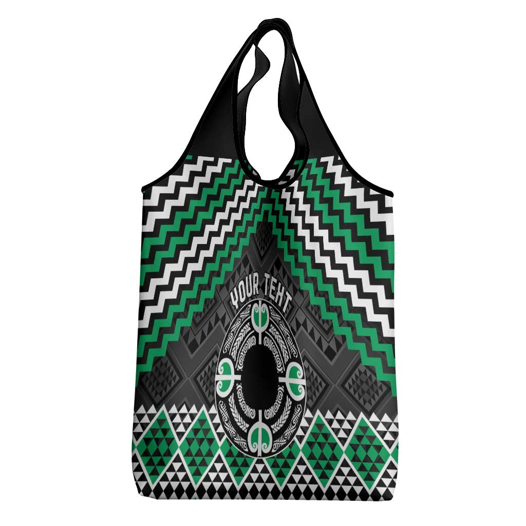 Personalised Aotearoa Niho Taniwha Motif Grocery Bag Green Style LT9 - Polynesian Pride