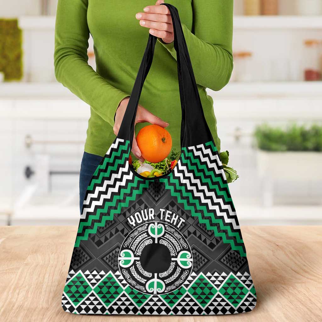 Personalised Aotearoa Niho Taniwha Motif Grocery Bag Green Style LT9 - Polynesian Pride