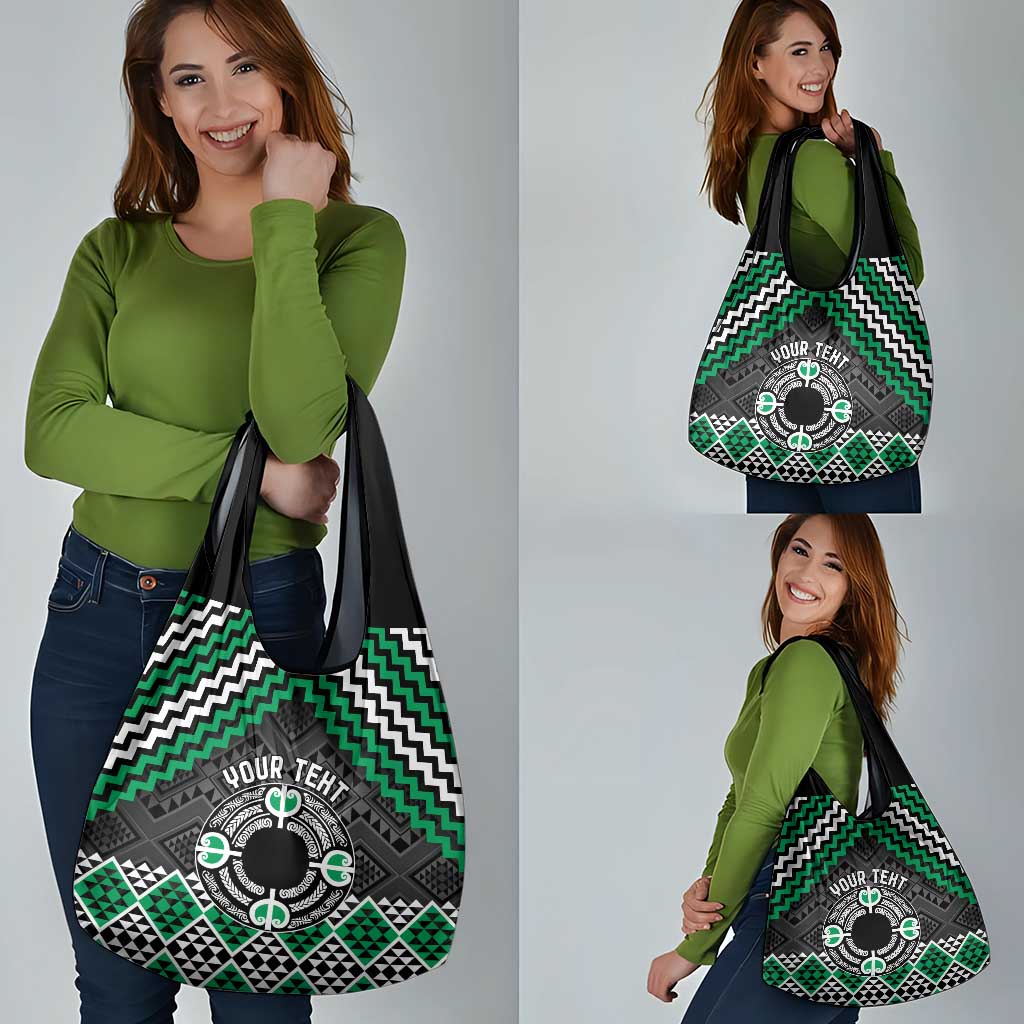 Personalised Aotearoa Niho Taniwha Motif Grocery Bag Green Style LT9 - Polynesian Pride