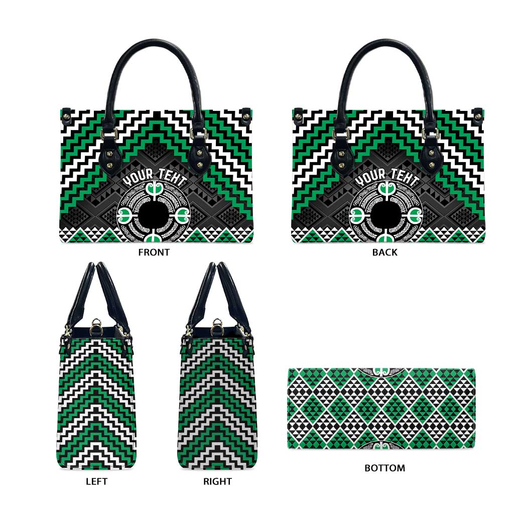 Personalised Aotearoa Niho Taniwha Motif Leather Bag Green Style - Polynesian Pride