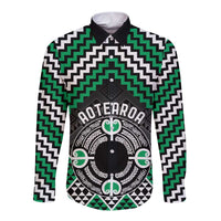 Personalised Aotearoa Niho Taniwha Motif Long Sleeve Button Shirt Green Style LT9 Unisex Green - Polynesian Pride