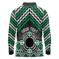Personalised Aotearoa Niho Taniwha Motif Long Sleeve Polo Shirt Green Style