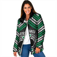 Personalised Aotearoa Niho Taniwha Motif Padded Jacket Green Style - Polynesian Pride