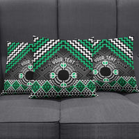 Personalised Aotearoa Niho Taniwha Motif Pillow Cover Green Style - Polynesian Pride