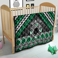Personalised Aotearoa Niho Taniwha Motif Quilt Green Style