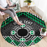 Personalised Aotearoa Niho Taniwha Motif Round Carpet Green Style