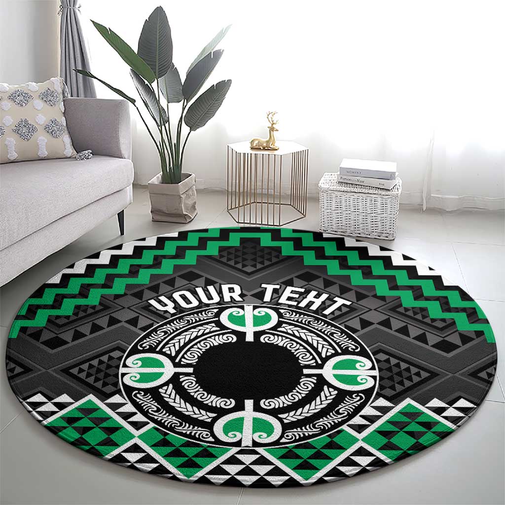 Personalised Aotearoa Niho Taniwha Motif Round Carpet Green Style
