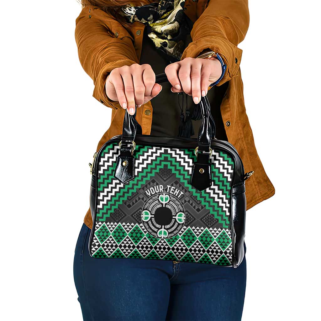 Personalised Aotearoa Niho Taniwha Motif Shoulder Handbag Green Style