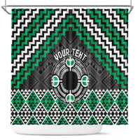 Personalised Aotearoa Niho Taniwha Motif Shower Curtain Green Style