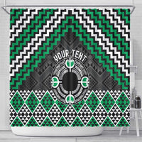 Personalised Aotearoa Niho Taniwha Motif Shower Curtain Green Style