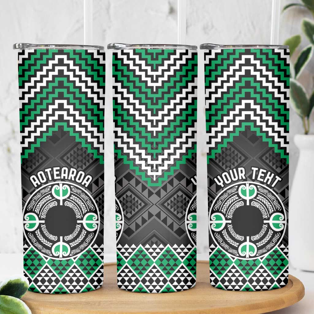 Personalised Aotearoa Niho Taniwha Motif Skinny Tumbler Green Style