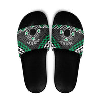 Personalised Aotearoa Niho Taniwha Motif Slide Sandals Green Style - Polynesian Pride