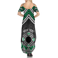 Personalised Aotearoa Niho Taniwha Motif Summer Maxi Dress Green Style LT9 - Polynesian Pride