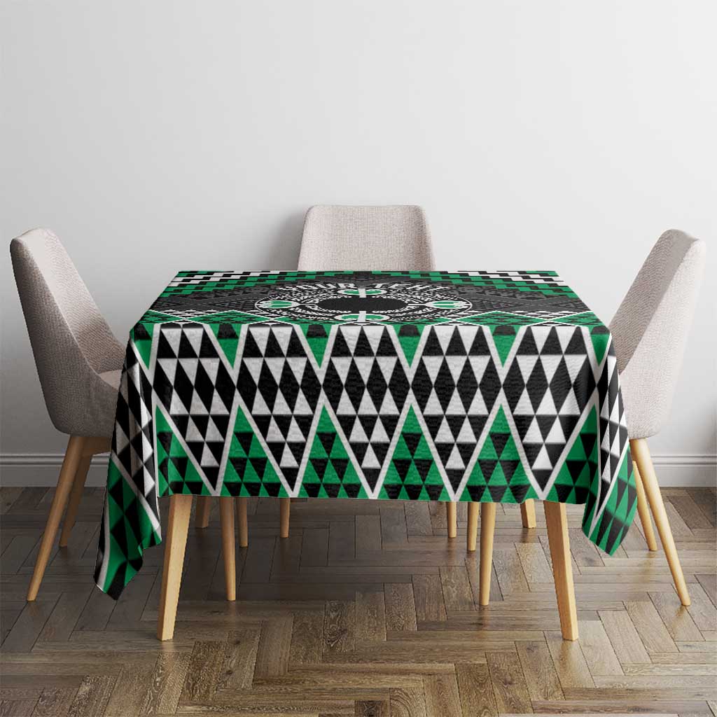 Personalised Aotearoa Niho Taniwha Motif Tablecloth Green Style LT9 - Polynesian Pride