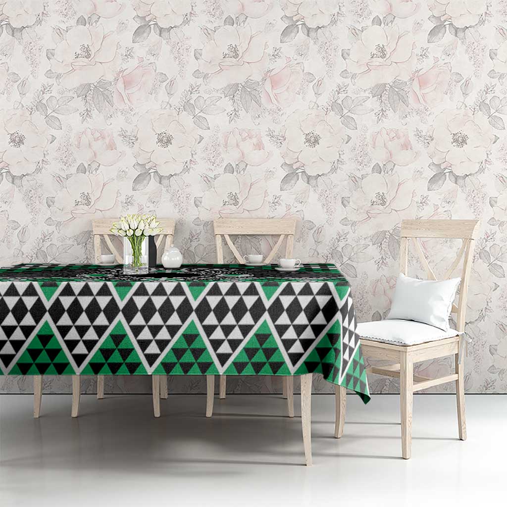 Personalised Aotearoa Niho Taniwha Motif Tablecloth Green Style LT9 - Polynesian Pride