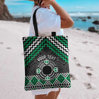 Personalised Aotearoa Niho Taniwha Motif Tote Bag Green Style - Polynesian Pride