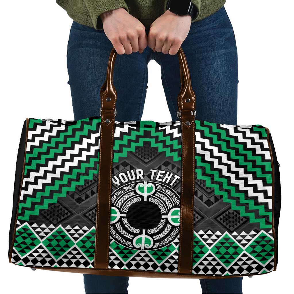 Personalised Aotearoa Niho Taniwha Motif Travel Bag Green Style - Polynesian Pride